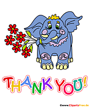 Thank you T-Shirt Design mit blauem Elefant und Blumen
