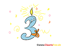 3 Zahlen Clipart zum Geburtstag kostenlos