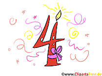 4 Zahlen Clipart zum Geburtstag kostenlos