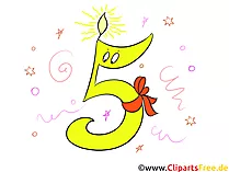 5 Zahlen Clipart zum Geburtstag kostenlos