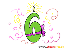 6 Zahlen Clipart zum Geburtstag kostenlos