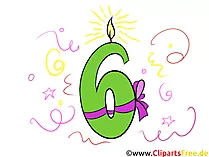 6 Zahlen Clipart zum Geburtstag kostenlos