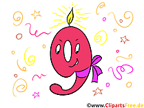 9 Zahlen Clipart zum Geburtstag kostenlos