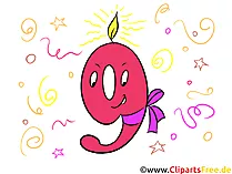 9 Zahlen Clipart zum Geburtstag kostenlos