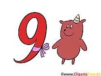 Bild 9 (Neun) - kostenlose Zahlen & Geburtstag Grafiken, Cliparts