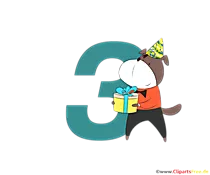 Bunte Zahl 3 (Zahl Drei) zum Geburtstag