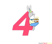 Bunte Zahl 4 (Zahl Vier) als Template