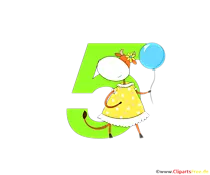 Bunte Zahl 5 (Zahl Fünf) für Grundschule Clipart