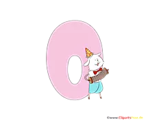 Cartoonzahl 0 (Null) Vorlage zum Drucken
