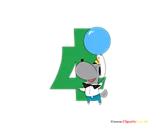 Cartoonzahl 4 (Vier) Clip Art zum Downloaden