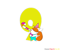 Cartoonzahl 9 (Neun) Illustration, Bild, Clipart