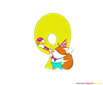 Cartoonzahl 9 (Neun) Illustration, Bild, Clipart