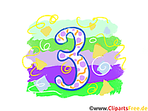 Grafik 3 - Gratis Clipart-Bilder mit Zahlen zum Drucken