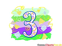 Grafik 3 - Gratis Clipart-Bilder mit Zahlen zum Drucken