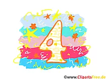 Grafik 4 - Gratis Clipart-Bilder mit Zahlen zum Drucken