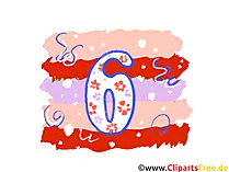 Grafik 6 - Gratis Clipart-Bilder mit Zahlen zum Drucken