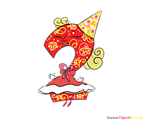 Lustige Zahl 2 zum Ausdrucken zum Geburtstag