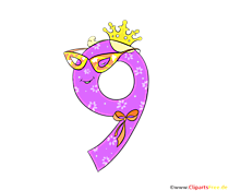 Lustige Zahl 9 als Vorlage für Geburtstagsglückwünsche