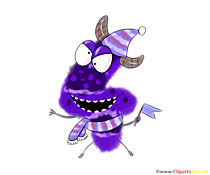 Monster Clipart 4 (Vier) listige Zahlen zum Geburtstag