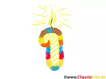 Zahl 1 zum Geburtstag Clipart, Bild, Grafik