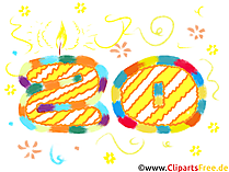 Zahl 20 zum Geburtstag Clipart, Bild, Grafik