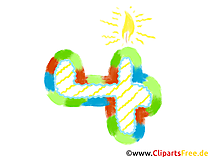 Zahl 4 zum Geburtstag Clipart, Bild, Grafik