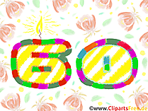 Zahl 60 zum Geburtstag Clipart, Bild, Grafik