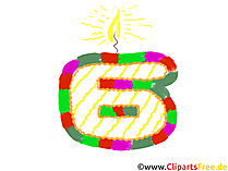 Zahl 6 zum Geburtstag Clipart, Bild, Grafik