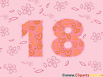 Zahl Achtzehn zum Geburtstag Clipart zum Ausdrucken