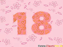 Zahl Achtzehn zum Geburtstag Clipart zum Ausdrucken