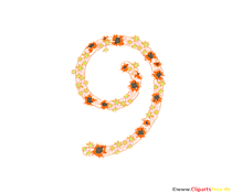Zahl als Deko 9 zum Geburtstag als Bastelvorlage