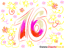 Zahl Sechszehn Bild zum Ausdrucken