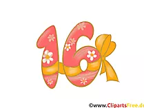Zahl Sechszehn Clipart zum Runterladen und Ausdrucken