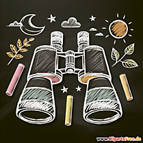 Clipart Fernglas auf dem schwarzen Hintergrund