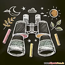 Clipart Fernglas auf dem schwarzen Hintergrund