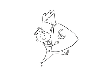 Bankanlage Clipart schwarz-weiß - Mensch mit Geldsack