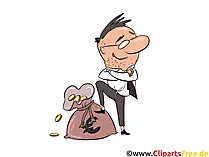 Banker mit einem Geldsack Clipart, Cartoon, Illustration, Bild gratis