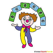 Clown und Geld Clipart kostenlos