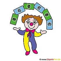 Clown und Geld Clipart kostenlos