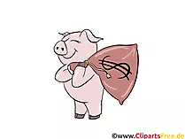 Sparschwein Cartoon lustig, Clip Art free, Illustration gratis