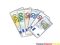 Viele Geldscheine 5, 10, 20, 50, 100, 200 Euro Cliparts