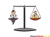Waage mit Geld Clip Art, Bild, Cartoon, Comic, Illustration, Grafik kostenlos