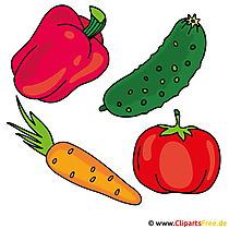 Gemüse - Tomate, Gurke, Paprika, Moehre Cliparts