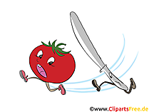 Tomate und Messer Bild, Clipart, Illustration