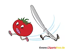 Tomate und Messer Bild, Clipart, Illustration