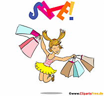 Fröhliche Frau mit Tüten beim Einkaufen Clipart animiert