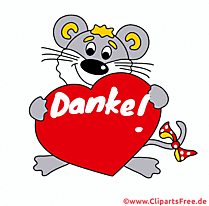 Animation mit lustiger Maus und Herz - Danke schön e-Cards