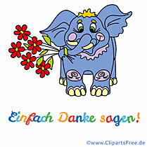 Witzige Gif-Animation mit Elefant einfach Danke sagen