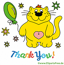 Danke schön animierte Grusskarte mit Kater und Blumen