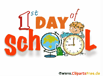 1st Day of School Glückwunschkarte animiert, Gif Clipart
